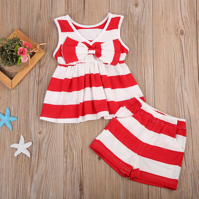 

Newborn Baby Kids Girl Bowtie Tank Top Dress+Shorts Pants 2PCS Outfit Clothes