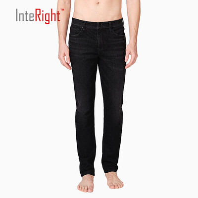

INTERIGHT jeans mens business casual super elastic fit slim jeans dark black 36 18088A