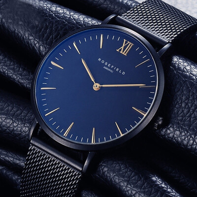 

New Fashion Men Watches Top Brand Luxury Stainless Steel Mesh Band Blue Watch Business Quartz Watch