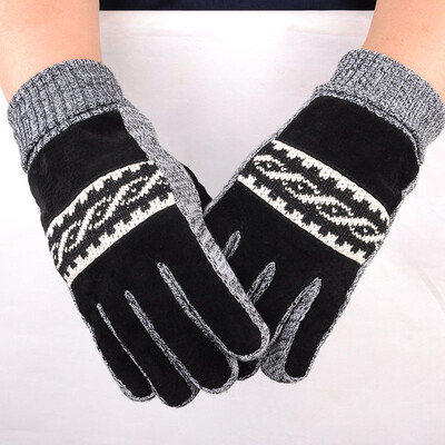 

New men winter pig leather gloves riding warm gloves thick pig leather gloves outdoor male finger gloves