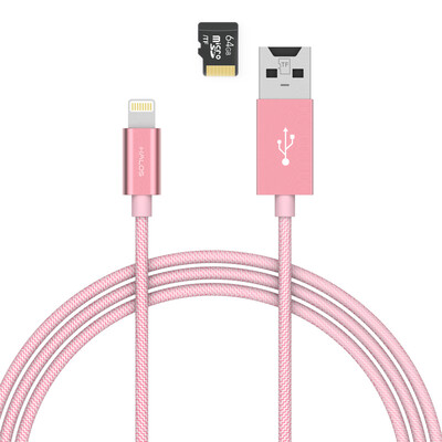 

Black spiral HALOS dog disk Pro smart data cable Apple phone U disk IPone6 6S 7Plus external storage expandable memory smart card reader Rose Gold