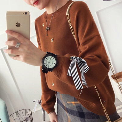 

sustory women&39s 2017 autumn&winter models sweater tapping bottom shirt long-sleeved wild Korean fashion sweater jacket SRSU142 caramel color