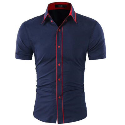 

Brand 2017 Fashion Male Hawaiian Shirt Short-Sleeves Tops Double Collar Button Design Mens Dress Shirts Slim Men Shirt 2XL