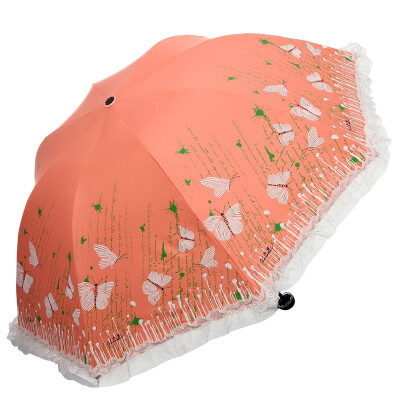 

Jingdong Supermarket] Paradise umbrella Spring Princess black rubber three fold sunny umbrella 33143E pink