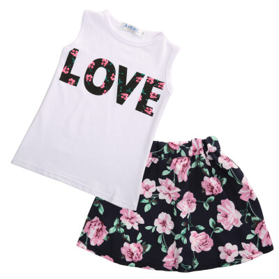 

Toddler Kids Baby Girls T-shirt TopsFloral Skirt Dress Clothes Outfits Set