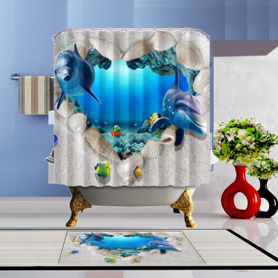 

71 X 71 Inch digital printing Anti Bacterial Waterproof Polyester Shower Curtain set