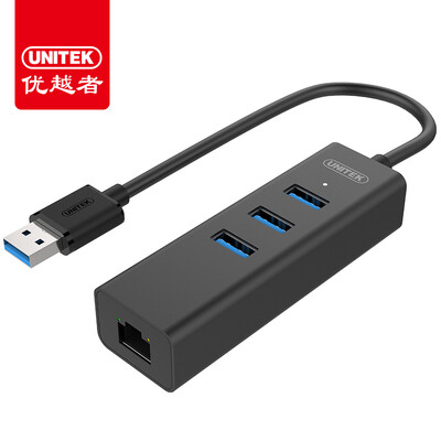 

UNITEK USB30 Splitter usb Cable Network Card Fast Network Converter RJ45 Cable Apple Mac Notebook Computer Hub Y-HB03005-BK