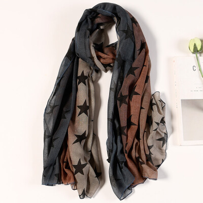 

GLO-STORY scarf female autumn&winter warm silk scarf wild star pattern bib shawl WWJ734860 Navy