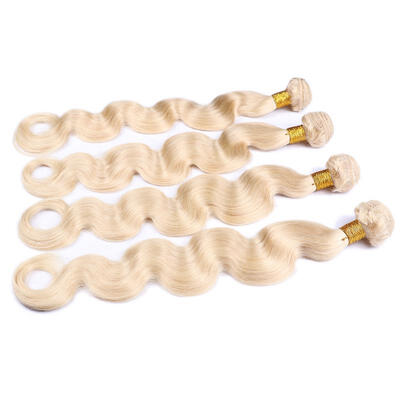 

Blonde Indian Virgin Hair 4Pcs Lot Human Virgin Hair Extensions 7A Indian Body Wave 12"-24" Color 613 Blonde Virgin Hair