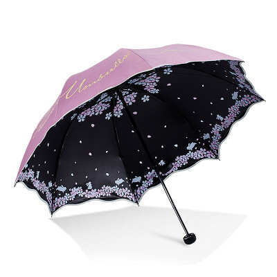 

Cntomlv umbrella ultraviolet radiation beach umbrella Black glue sun umbrella lady bumbersoll three folding dual purpose fresh and