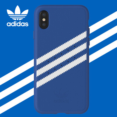 

Adidas new iphone X full screen clover imitation deer skin shatter-resistant mobile phone case protective cover for Apple iPhone 10 Royal Blue