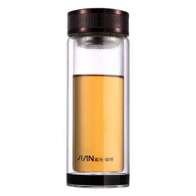 

Jingdong supermarket rich light fashion business with tea at the end of the double layer straight straight glass cup 320ml