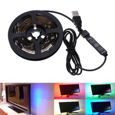 

USB LED Strip 5050 RGB Light Lamp 1M 2M TV Background Lighting Adhesive Tape