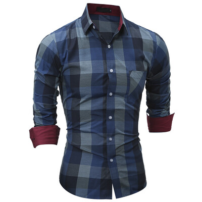

Brand 2017 Fashion Male Shirt Long-Sleeves Tops Spring Large Plaid Series Mens Dress Shirts Slim Men Shirt