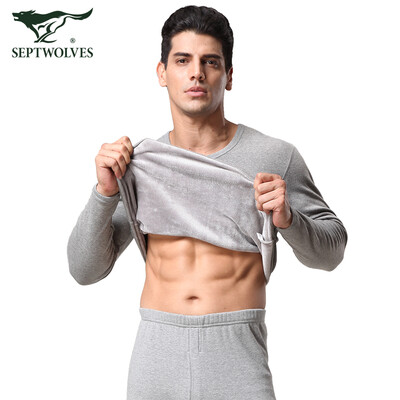 

Seven wolves thermal underwear mens warm suit plus velvet thick autumn clothing long pants mens winter underwear 98121 black L