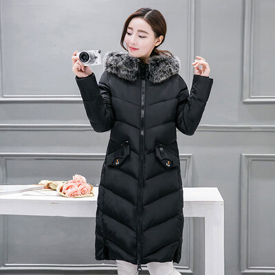

2017 new cotton women in the long section of self-cultivation hooded fur collar thick down jacket cotton jacket