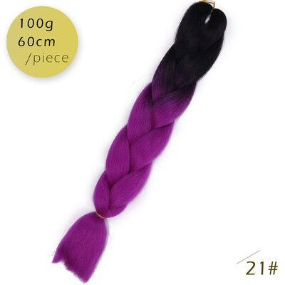

AISI HAIR 100g/pcs 24inch Kanekalon Jumbo Braids Hair Ombre Two Tone Colored Synthetic Hair for Dolls Crochet Hair