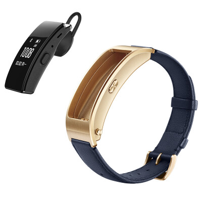 

Huawei (HUAWEI) Huawei bracelet B3 (Bluetooth headset and smart bracelet with a metal body touch screen leather wristband) business version of the quiet blue