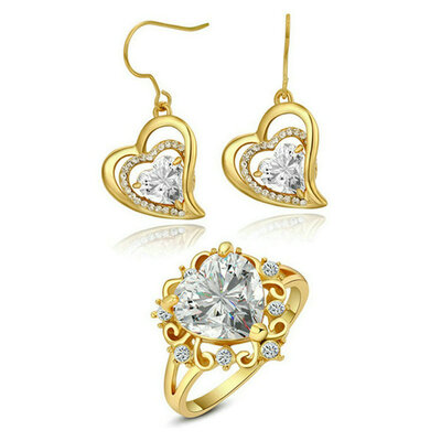 

Yoursfs® 18K White Gold Plated Heart in Love Earring And Ring Jewelry Use Clear Austrian Crystal Bridal Sets