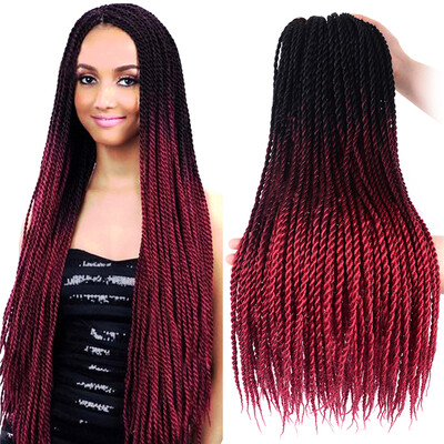 

Synthetic Hair Senegalese Twist Crochet Braids Hair 24" 5Pcs/Lot 100g/Pc (Black/Wine Red