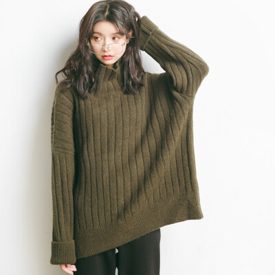 

City plus CITYPLUS 2017 winter new style women&39s clothing wild long-sleeved hedge loose thickening sweater sweater high-neck sweater CWYC179551 khaki all code