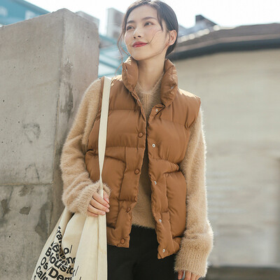 

City plus CITYPLUS 2017 winter new style women&39s clothing wild collar collar big pocket single row buckle cotton jacket cardigan vest CWMJ179572 coffee color L