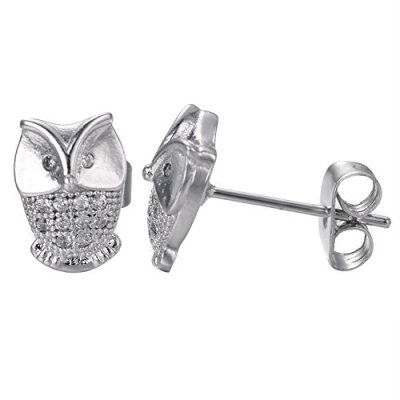 

Yoursfs Owl Stud Earring For Women Silver Plated Shiny Rhinestones Ear Studs Earrings