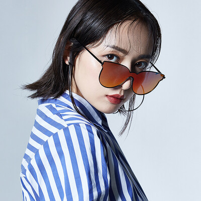 

Inmix ABSBJK742 2017 new one-piece sunglasses female polarized sunglasses female round face light cat eyes sunglasses female tide street shoot black frame red tablets