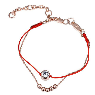 

Red Rope Chain Bracelets For Women Rose Gold Color Bead Charm Jewelry Bracelets Vintage Fashion Accessories 26321
