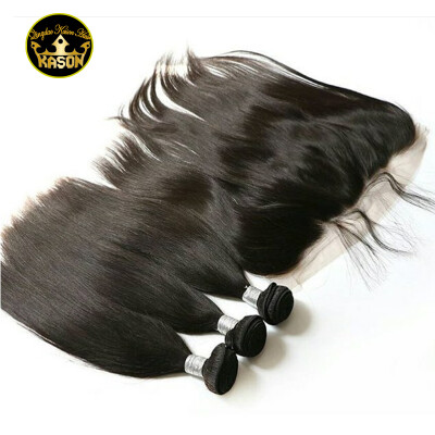 

Kason 3Bundles Brazilian Straight Hair With Lace Frontal 134 Size Grade 8A Virgin Brazilian Human Hair Can Be Colord