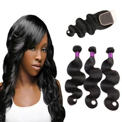 

Brazilian Body Wave 3 Bundles 8A Brazilian Virgin Hair Body Wave With Closure Soft Human Hair Weave Body Wave With Closure