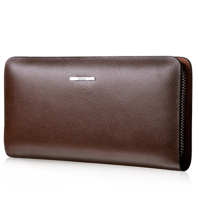 

POLO business casual long multi-card bit cowhide handbag 030071 black texture