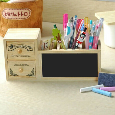 

[Jingdong supermarket] green reed creative DIY storage box pen holder message board wooden blackboard with drawer