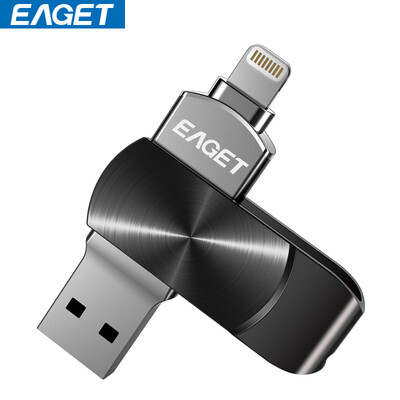 

Yi Jie (EAGET) i66 Apple mobile phone U disk 64G Apple official MFI authorized certification USB3.0 high-speed iphone / ipad dual-interface mobile computer expansion memory with black