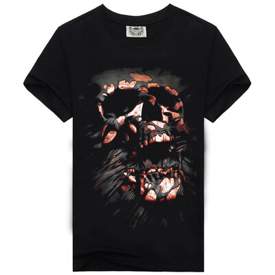 

Men's Black 3D Graphics Printed Rock Skull Pattern Short Sleeve T-Shirt Top Tee Shirt M-XXXL（Skull Face）