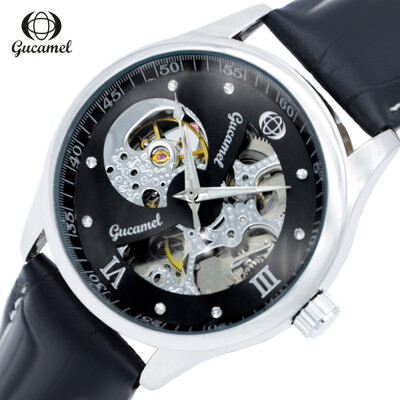 

Luxury Brand Men Fashion Mechanical Wristwatches Full Steel Mens Watches Leather Strap Skeleton Watch