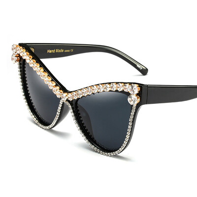 

oversized rhinestone cat eye sunglasses women 2018 black luxury sun glasses for women cat eye uv400 party