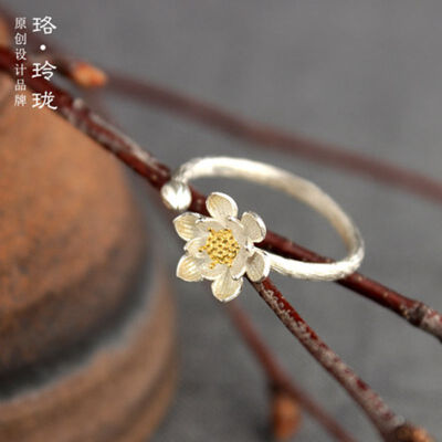 

Luo Linglong s925 sterling silver flower ring personalized retro fashion ring fashion ring