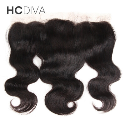 

Brazilian Virgin Body Wave Lace Frontal Free Part Ear to Ear Human Hair Lace Closure with Baby Hair Size 13"x4" Natural Black