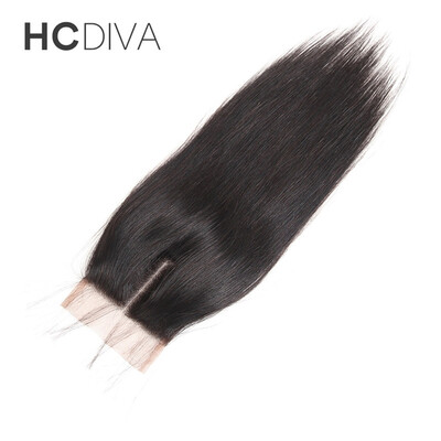 

HCDIVA 44 Virgin Peruvian Hair Straight Lace Closure 100 Unprocessed Virgin Human Hair FreeMiddleThree Part Lace Closures