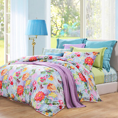 

FUANNA Home Textile Bedding Set Cotton Twill Active Printed Bedding Four-piece Set Containing Blooming Fang 18m Bed 230 229cm Red