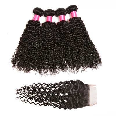 

BHF hair Peruvian Afro Kinky Curly Virgin Hair Bundles With Closure Human Hair Extensions