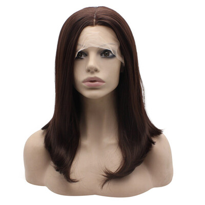 

Should Length Dark Auburn Lace Front Wig Middle Part Synthetic