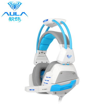 

Tarantula AULA Titan x7 head-mounted gaming glow gaming headset white blue Jedi survival of eating chicken headphones