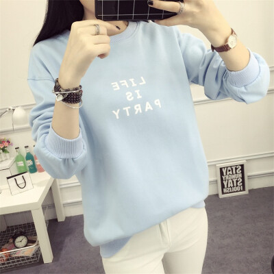 

Sweater female Korean version of the wave of students long sleeves autumn and winter Korea pure color hedging jacket loose thin le