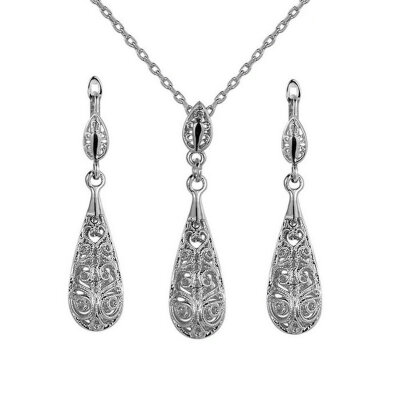 

Yoursfs® 18K Rose Gold Plated Chinoiserie Hollow Out Necklace and Earring Set Use Austrian Crystal Bridal Jewelry Set