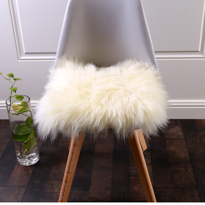 

Selected New Zealand long hair genuine sheepskin rug 40*40cm white square sheep fur chair pad mat, office chair fur cover