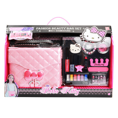 

HelloKitty children&39s cosmetics handbag backpack princess makeup box girl birthday makeup make-up box portable every family toy KT-8585