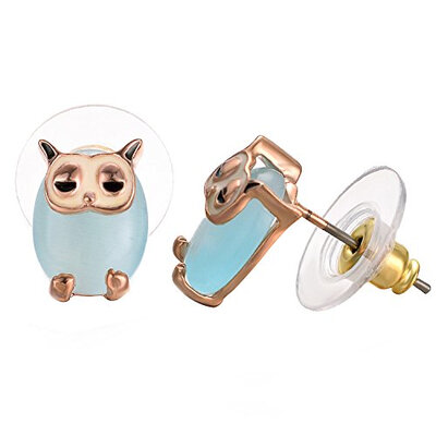 

Yoursfs Crystal Stud Earrings For Women Green Owl Earring with Pad Earring Safety Backs