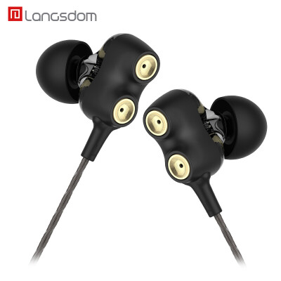 

Lanston D2M double-acting earphone in-ear bass running sport earbuds Andrews Apple general purpose earbud HiFi noise reduction music headphones black